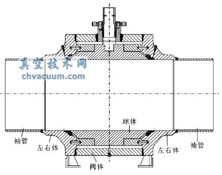 某型號大口徑球閥裝配圖